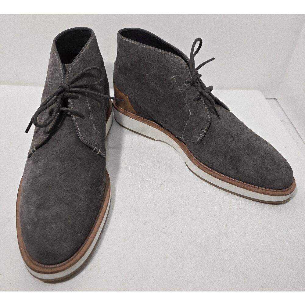 Men's Allen Edmonds Brooklyn Light Grey Suede Tan Leather Chukka Boots Size 10